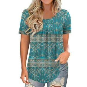 Letdiosto Paisley Short Sleeve Top